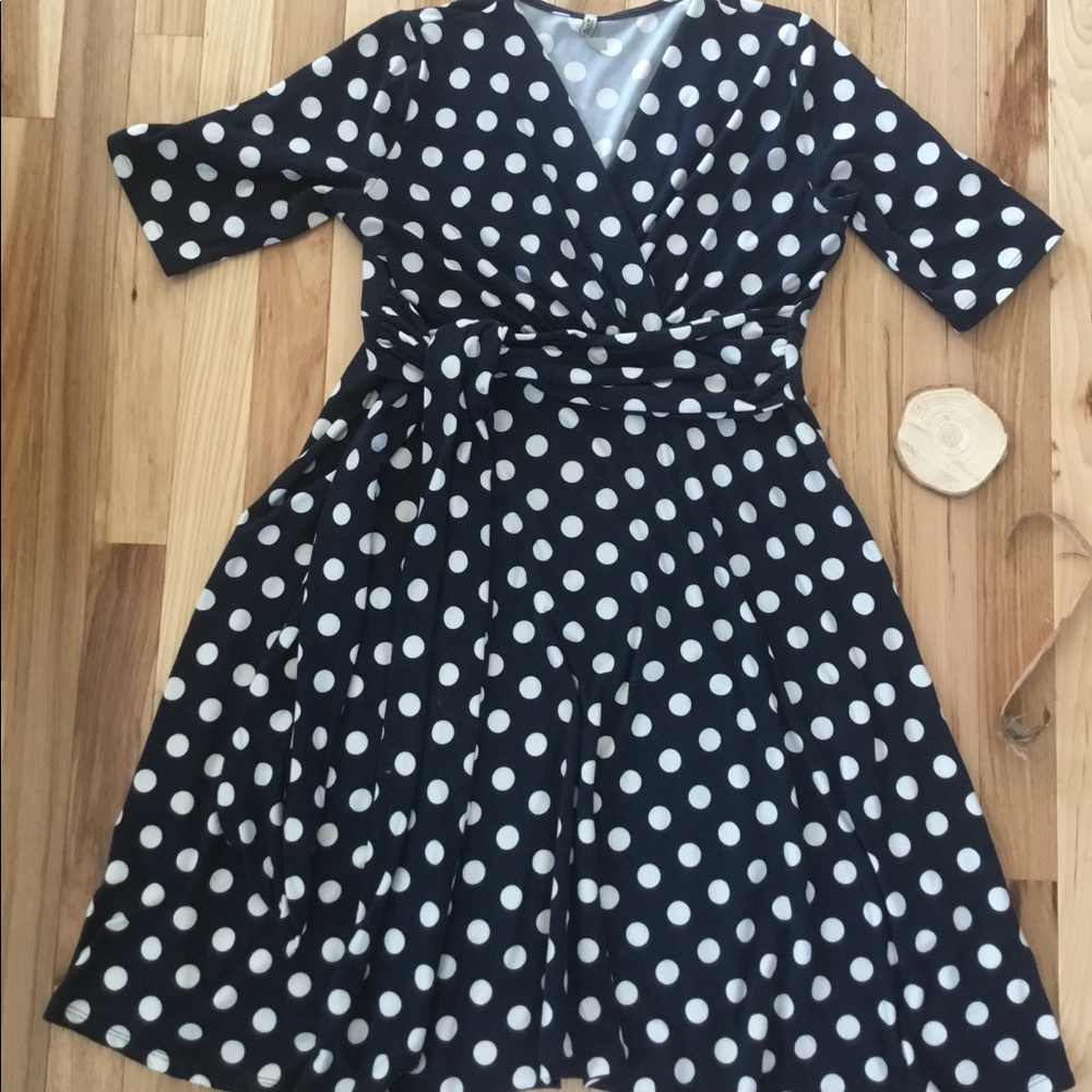 Navy/ white Polka dot maternity and nursing dress
